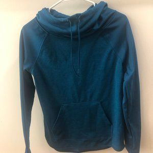 Blue hoodie with turtle neck and hood